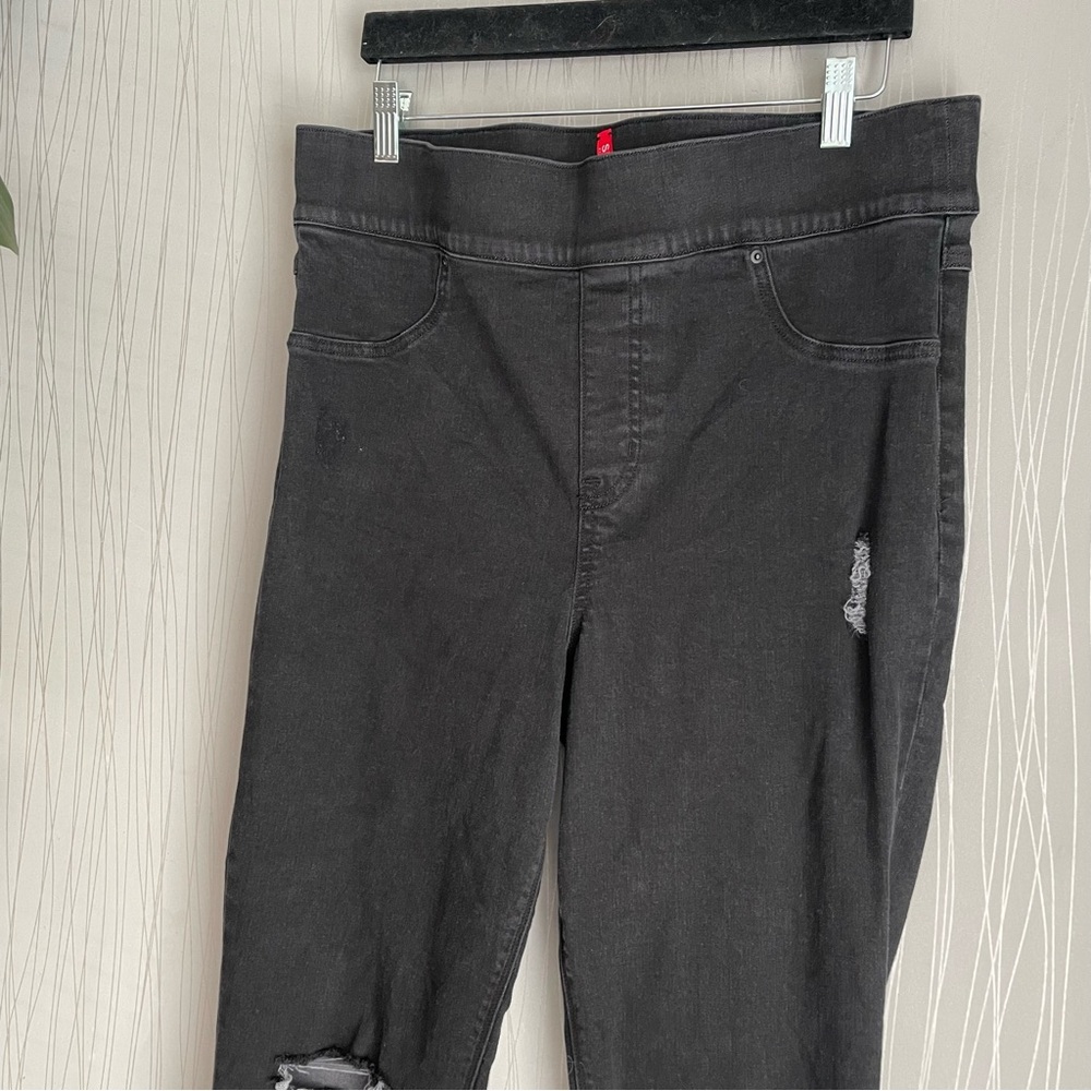 SPANX Vintage Distressed High-Rise Skinny Jeans Black Stretch Ankle 1X Women's - Picture 5 of 9